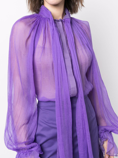 Shop Atu Body Couture Bow-detail Silk Blouse In Purple