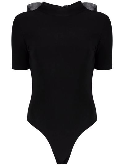 Shop Atu Body Couture Bow-detail Mock Neck T-shirt In Black