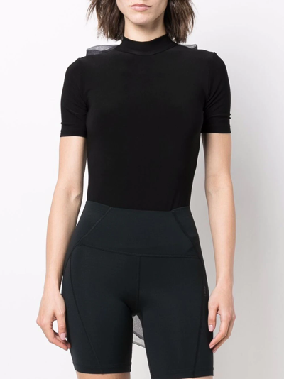 Shop Atu Body Couture Bow-detail Mock Neck T-shirt In Black