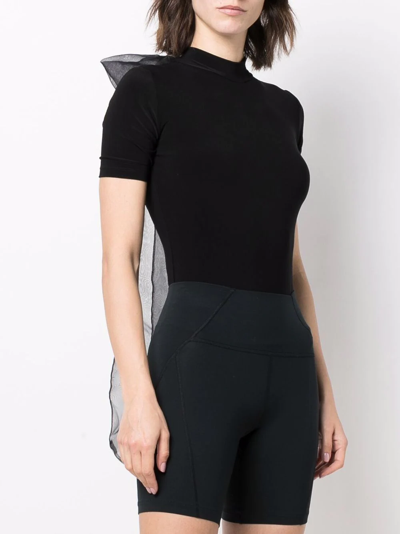 Shop Atu Body Couture Bow-detail Mock Neck T-shirt In Black