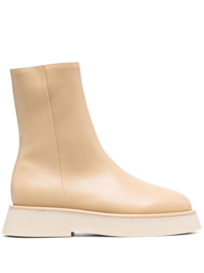 Shop Wandler Chunky Sole Leather Boots In Neutrals