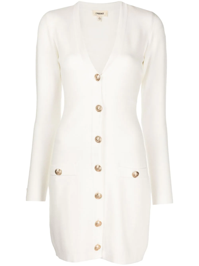 Shop L Agence Brenna V-neck Shirt Dress In White