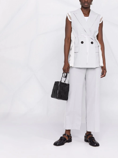Sacai Side-stripe Straight-leg Trousers In Grey