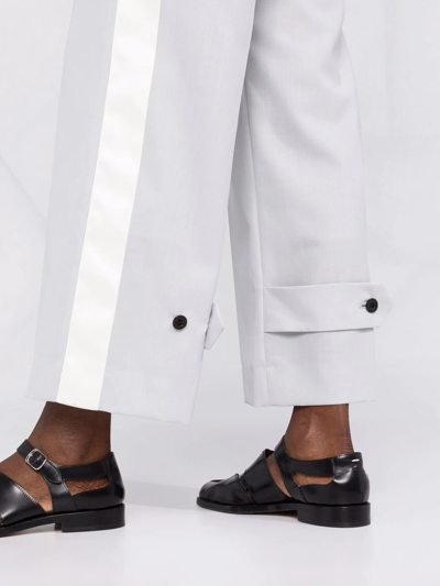 Shop Sacai Side-stripe Straight-leg Trousers In Grey