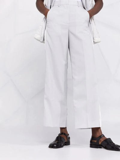 Shop Sacai Side-stripe Straight-leg Trousers In Grey