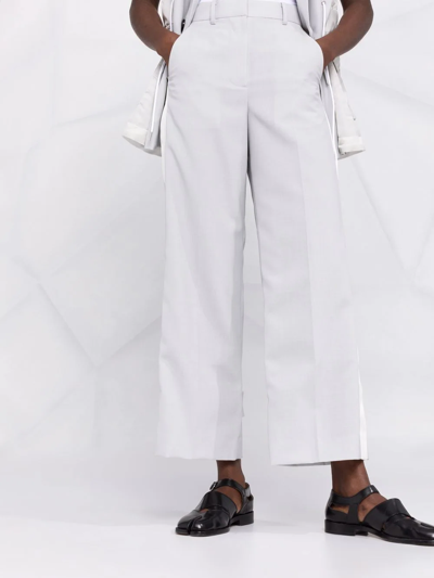 Sacai Side-stripe Straight-leg Trousers In Grey