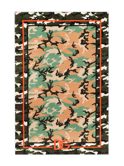 Shop Dolce & Gabbana Camouflage Logo-print Towel In Brown