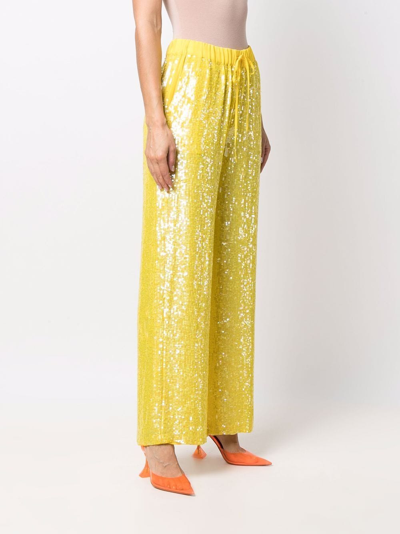 P.a.r.o.s.h Sequined Wide-leg Trousers In Yellow