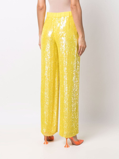P.a.r.o.s.h Sequined Wide-leg Trousers In Yellow