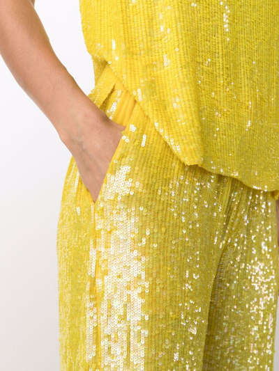 P.a.r.o.s.h Sequined Wide-leg Trousers In Yellow
