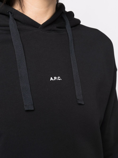 Shop Apc Christaina Drawstring Hoodie In Black