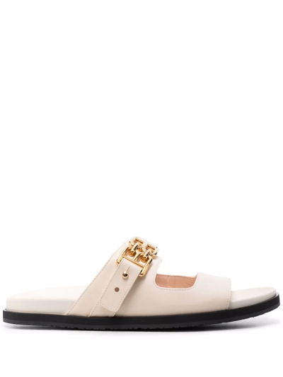 Bally B-chain Double-strap Leather Sandals In Neutral