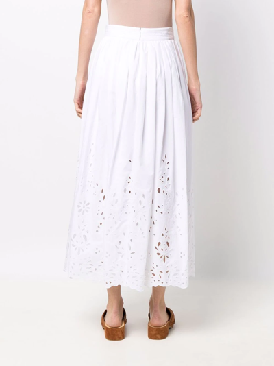 Shop Chloé High-waist Cut-out Skirt In White