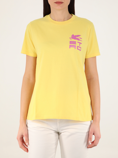 Shop Etro Yellow T-shirt With Logo