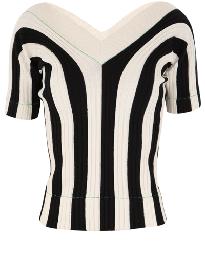 Shop Bottega Veneta Stretch Striped Top In White