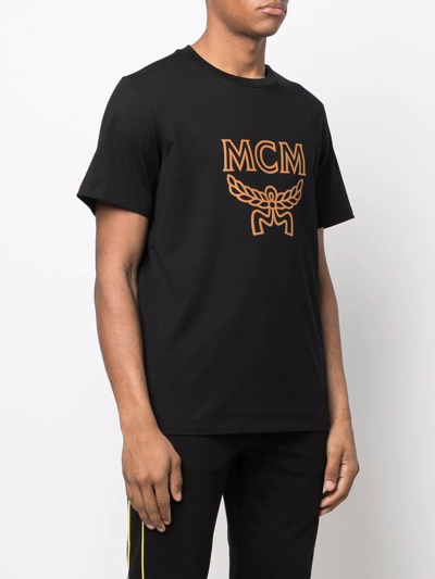 Mcm Mens Black Brand-print Crewneck Cotton-jersey T-shirt L | ModeSens