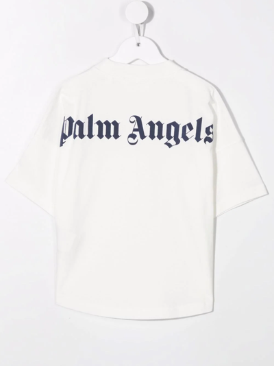 Shop Palm Angels Logo-print Neckline T-shirt In White