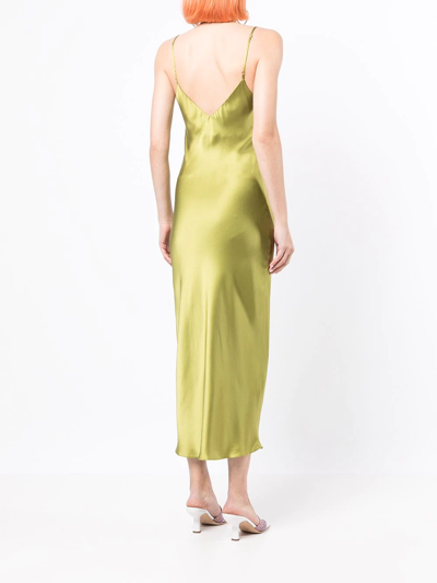 Shop Gilda & Pearl Sophia Silk Midi Slip Dress In Green