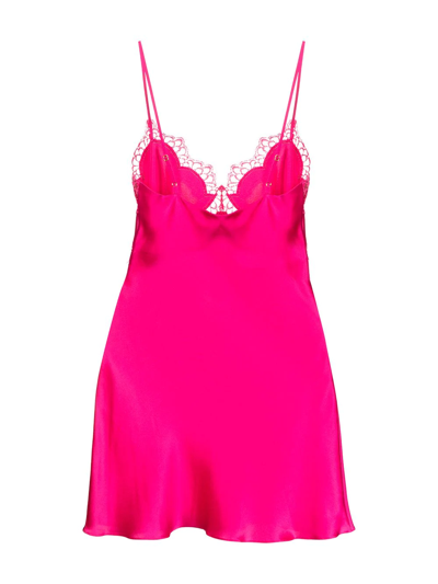 Shop Gilda & Pearl Marilyn Silk Mini Slip Dress In Pink