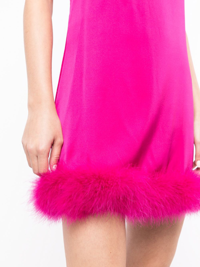 Gilda & Pearl Silk Feather-trimmed Mini Nightdress In Pink
