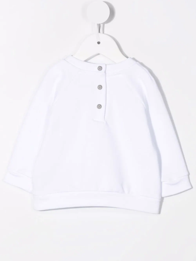 Shop Balmain Logo-print Cotton Sweater In White
