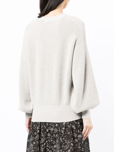 Shop Iro Ribbed-knit Oversized-sleeve Jumper In Grey