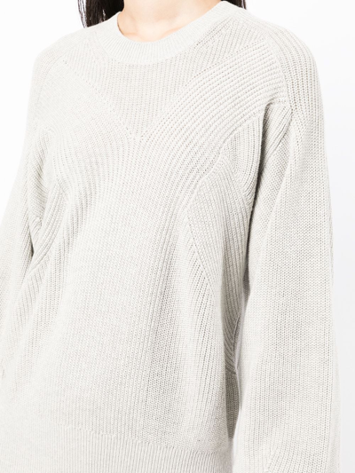 Shop Iro Ribbed-knit Oversized-sleeve Jumper In Grey