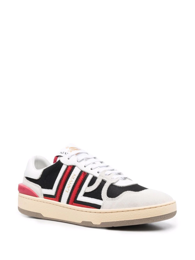 Lanvin Men's Metallic Clay Low-top Leather-suede Sneakers In Black Red