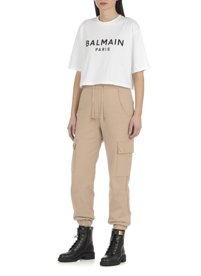 Shop Balmain Trousers In Sable