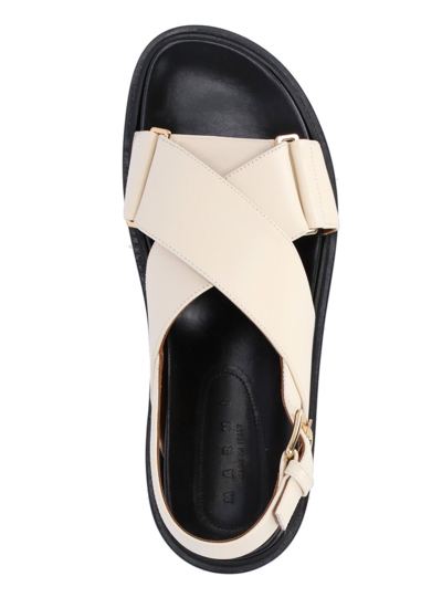 Shop Marni Sandals In Silk White