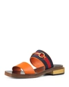 GUCCI Querelle Flat Horsebit Web Slide Sandal, New Orange