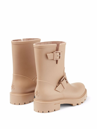 Shop Jimmy Choo Yael Flat Rain Boots In Brown