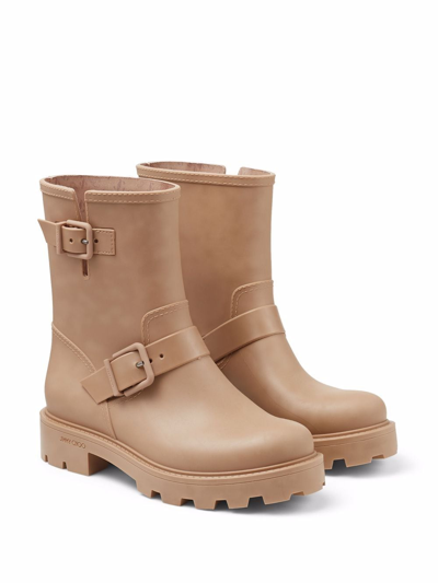 Shop Jimmy Choo Yael Flat Rain Boots In Brown
