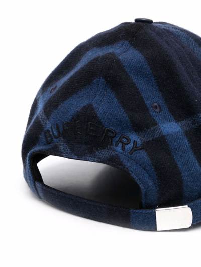 Shop Burberry Check Pattern Baseball Hat In Blue