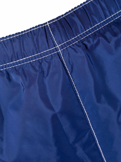 Shop Prada Elasticated Waistband Swim Shorts In Blue