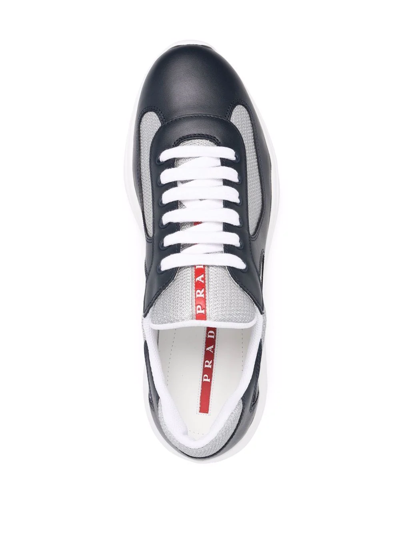 Prada Men Two-tone Leather And Tech Fabric Sneakers In Multi