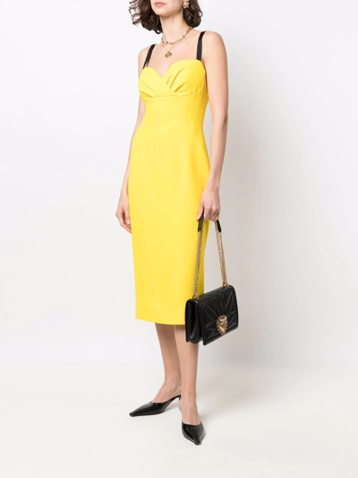 Shop Dolce & Gabbana Sweetheart-neck Strap Dress In Yellow