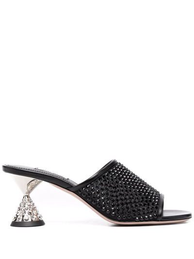 Miu Miu Crystal-embellished Leather Sandals In Black