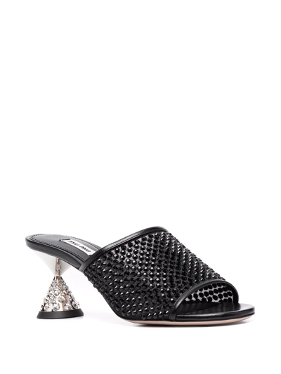Miu Miu Crystal-embellished Leather Sandals In Black
