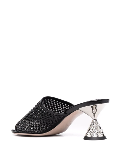 Miu Miu Crystal-embellished Leather Sandals In Black