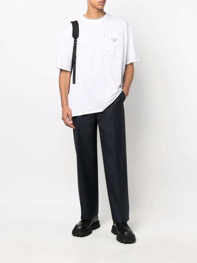 Prada Glen Plaid Trousers In Blau