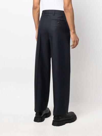 Prada Glen Plaid Trousers In Blau