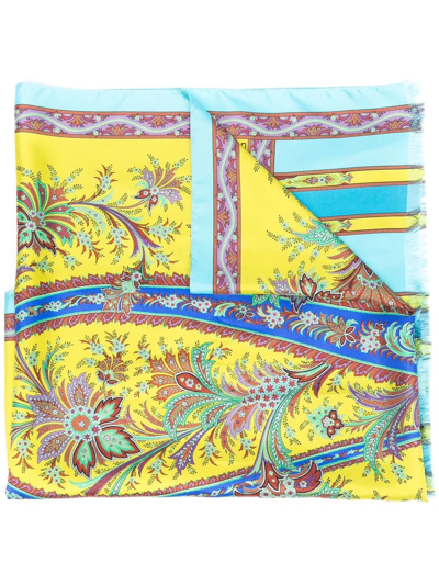 Shop Etro Paisley-pattern Silk Scarf In Yellow