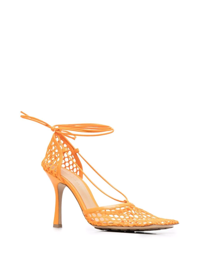 Shop Bottega Veneta Stretch Mesh Sandals In Orange