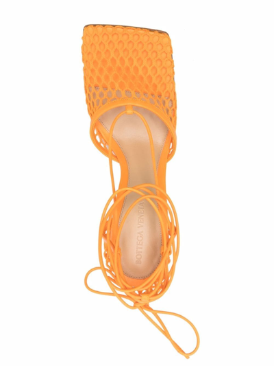 Shop Bottega Veneta Stretch Mesh Sandals In Orange