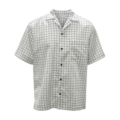 Shop Jw Anderson Short Sleeve Fluid Shirt In White Black