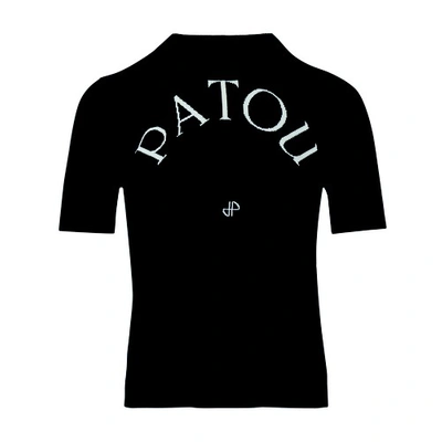 Shop Patou Short Sleeves Jacquard T-shirt In Black