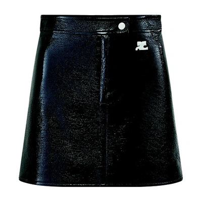 Shop Courrèges Vinyl Reedition Mini Skirt In Black