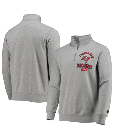 Starter Men's  Heather Gray Tampa Bay Buccaneers Heisman Quarter-zip Jacket In Heather Gray