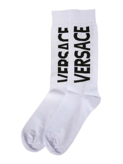 Shop Versace Socks With Logo In White